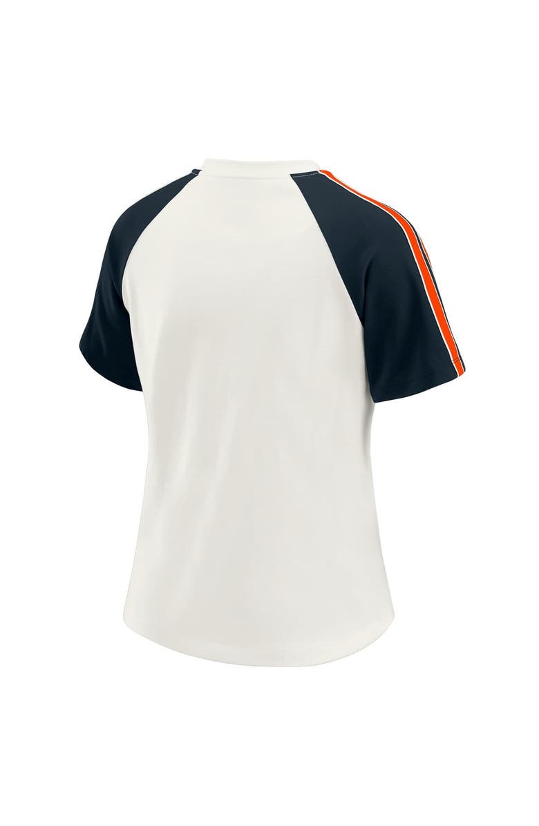 WEAR by Erin Andrews Women's WEAR by Erin Andrews White Chicago Bears Sleeve Stripe Distressed Raglan T-Shirt, Alternate, color, White
