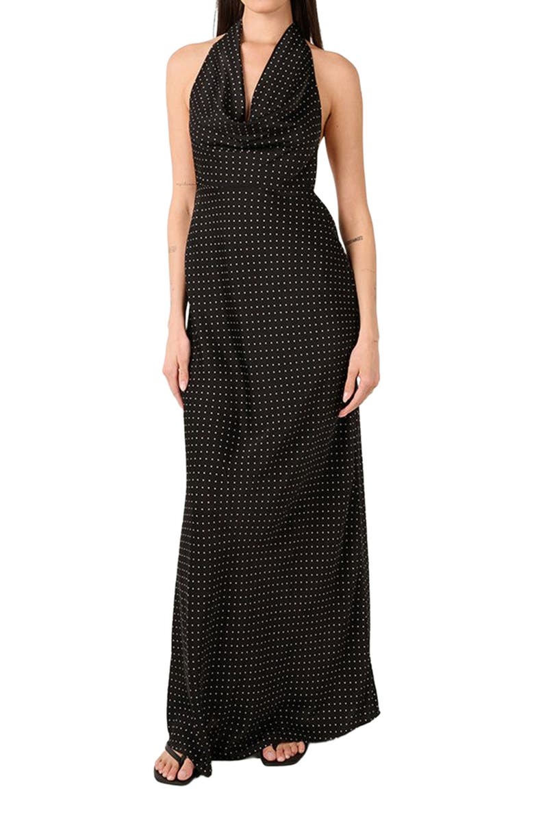 WeWoreWhat Cowl Halter Maxi Dress, Main, color, Black Multi