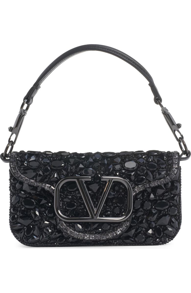 Valentino Garavani Small Locò Crystal Embellished Shoulder Bag, Main, color,
