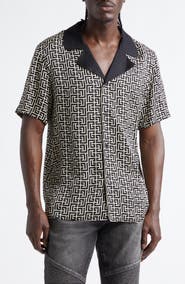 Balmain Monogram Jacquard Camp Shirt