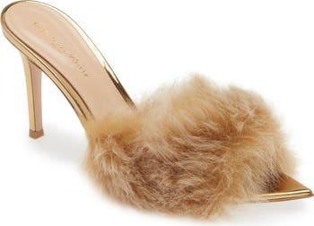 【Gianvito Rossi】ジャンヴィト・ロッシ/JENNY Gianvito Rossi Jenny Genuine Shearling Slide Sandal (Women