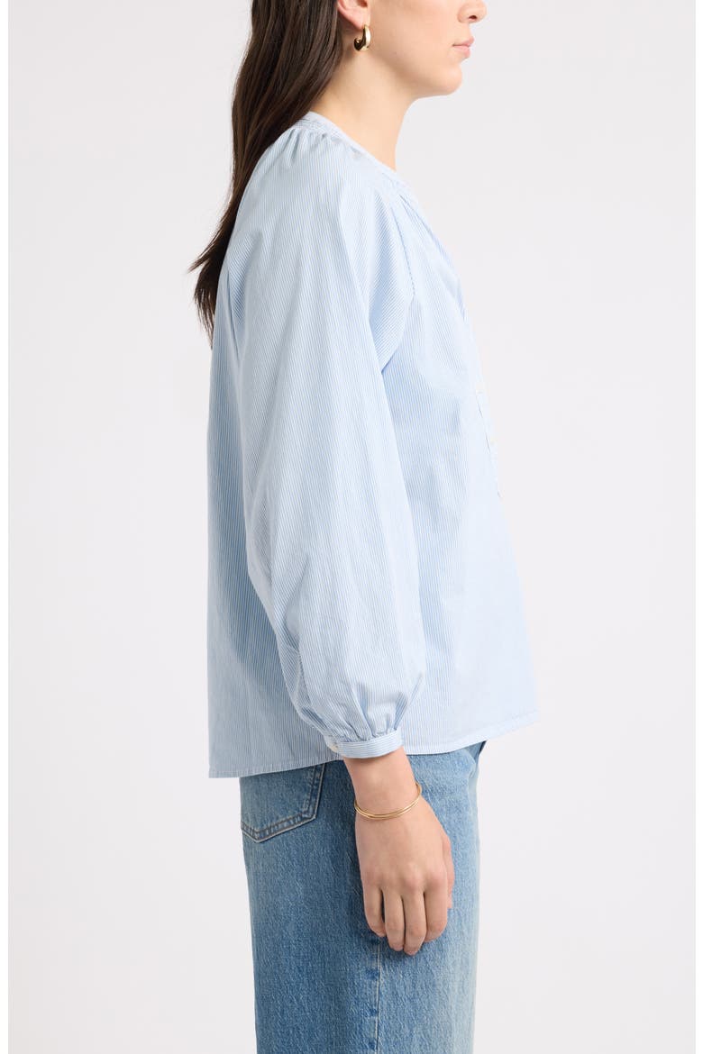 Striped Long Sleeve Popover Top, Alternate, color, BLUE- IVORY JUNE STRIPE