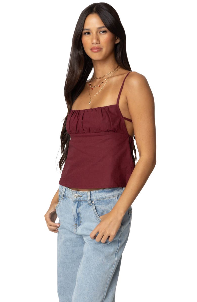 EDIKTED Open Back Cotton Top, Alternate, color, Burgundy