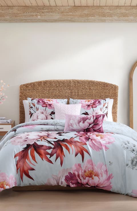 Blooming Peonies 5-Piece Cotton Sateen Comforter Set