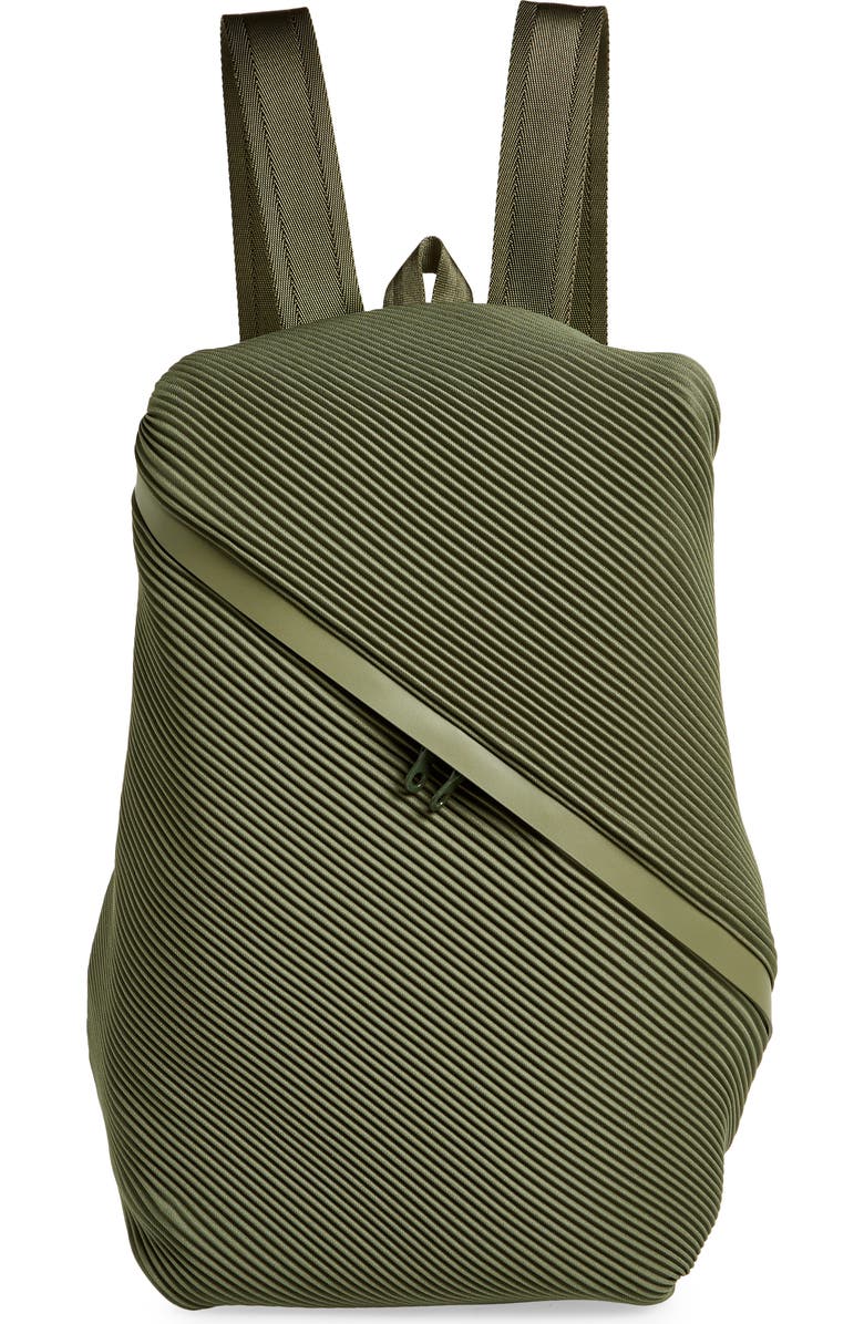 Pleats Please Issey Miyake Bias Pleated Backpack, Main, color, Steel Green