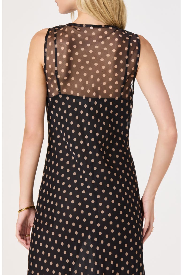 Donabelle Polkadot Cowl Neck Midi Dress, Alternate, color, BLACK POLKADOT