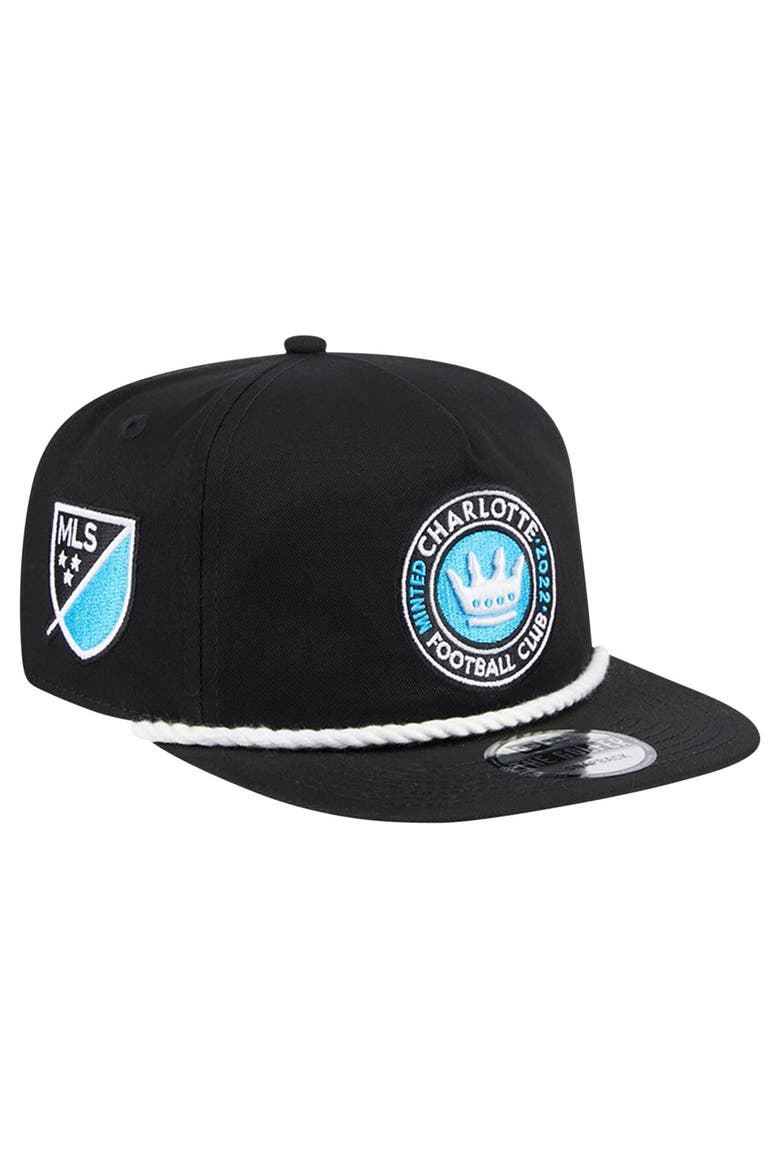 Men's New Era Black Charlotte FC The Golfer Kickoff Collection Adjustable Hat, Main, color, Black