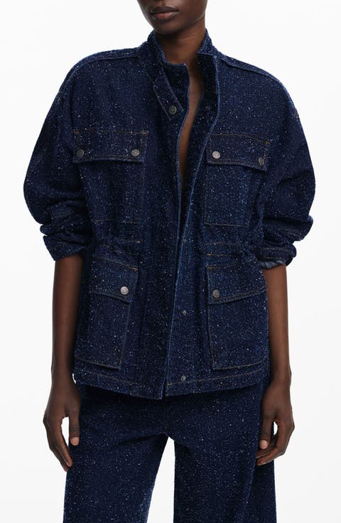 Flecked Denim Trucker Jacket