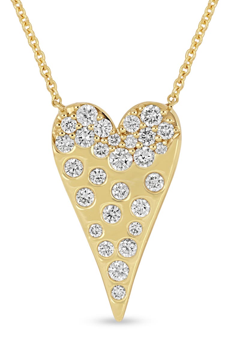 18K Gold Kiera Diamond Heart Pendant Necklace, Alternate, color, 18KY GOLD