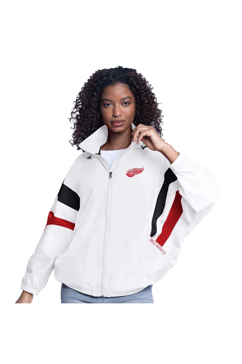 Women's G-III Sports by Carl Banks  White Detroit Red Wings Game News Oversized Full-Zip Hoodie Jacket, Main, color, White