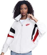 G-III SPORTS BY CARL BANKS Women's G-III Sports by Carl Banks  White Detroit Red Wings Game News Oversized Full-Zip Hoodie Jacket