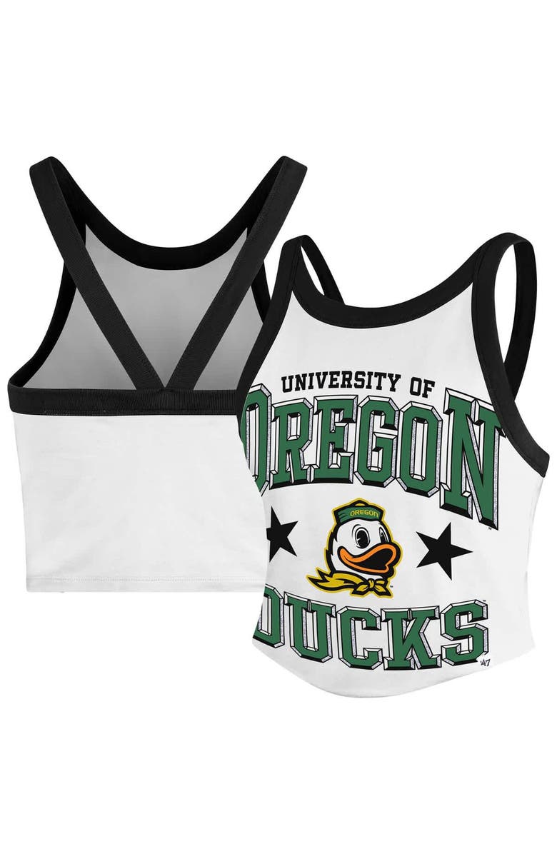 '47 Women's '47 White Oregon Ducks Energize Sporty Cropped Racerback Tank Top, Main, color, White