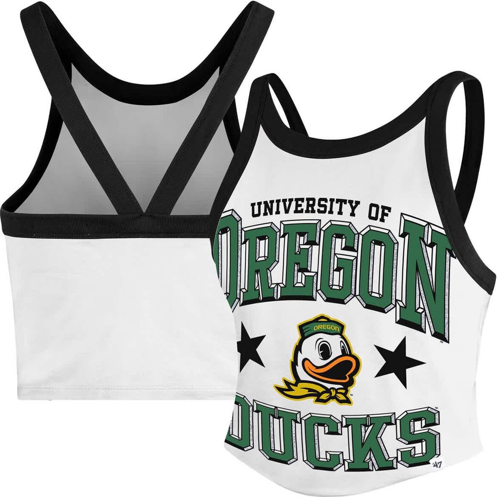 47 Brand '47 White Oregon Ducks Energize Sporty Cropped Racerback Tank Top In White
