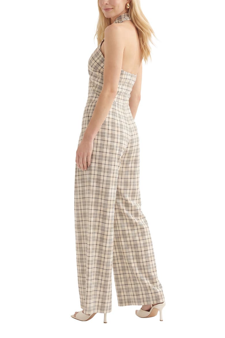 Ardern Halterneck Check Culotte Jumpsuit, Alternate, color, Neutral