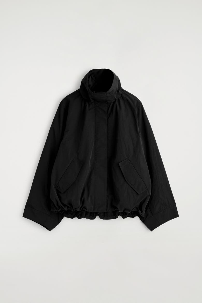 Nylon Mock-neck Jacket, Main, color, BLACK