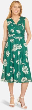 Yumi Floral Print Stretch Mesh Dress