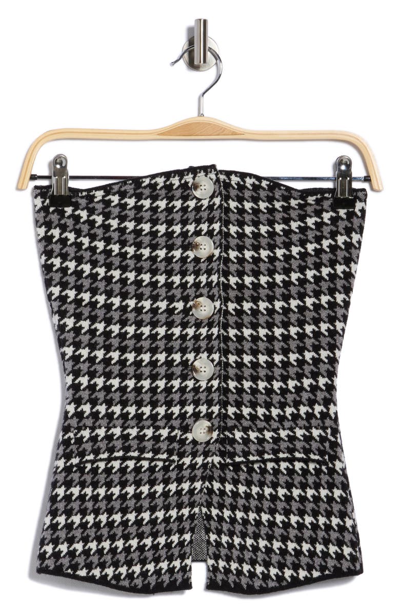 Love By Design Hannah Strapless Houndstooth Top, Alternate, color, Black/Cozy Heather/Egret