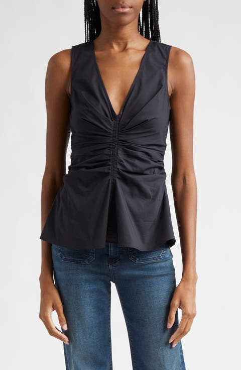 Aiden Center Ruched Stretch Cotton Top