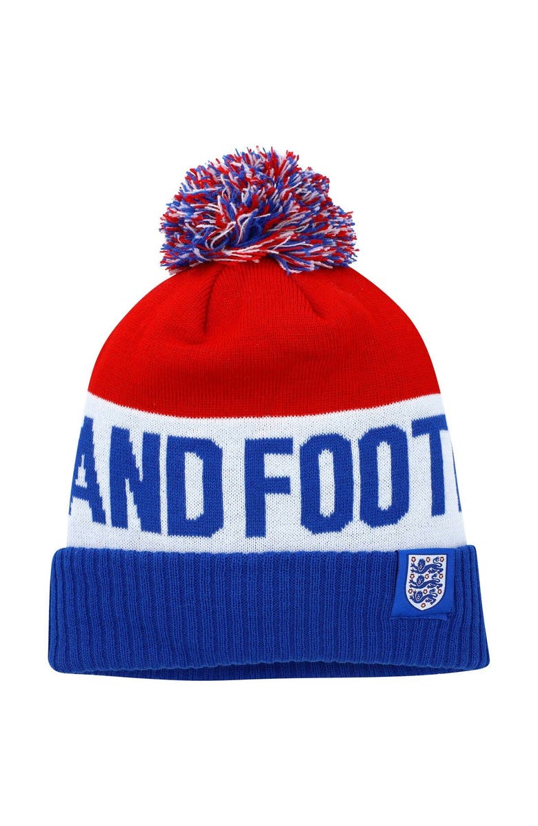 Nike Men's Nike Blue/Red England National Team Classic Stripe Cuffed Knit Hat with Pom, Main, color, Blue