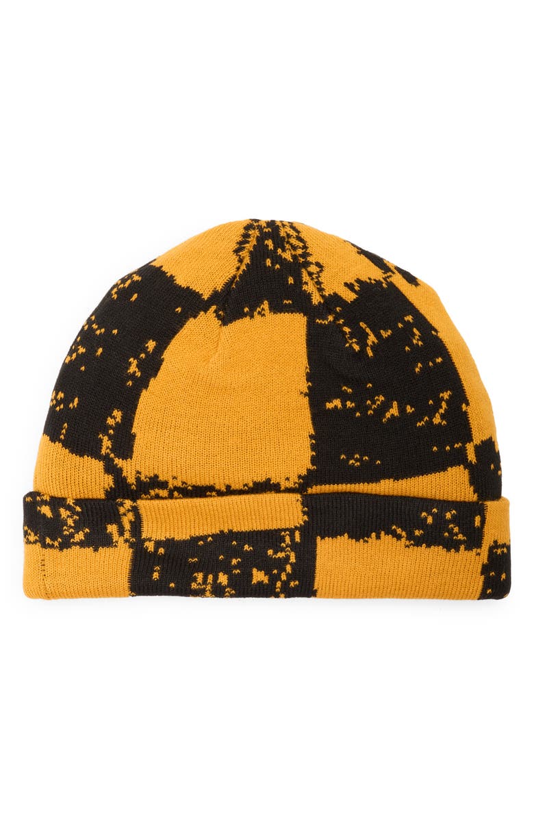 DIET STARTS MONDAY Checkered Beanie, Alternate, color, Yellow/ Black