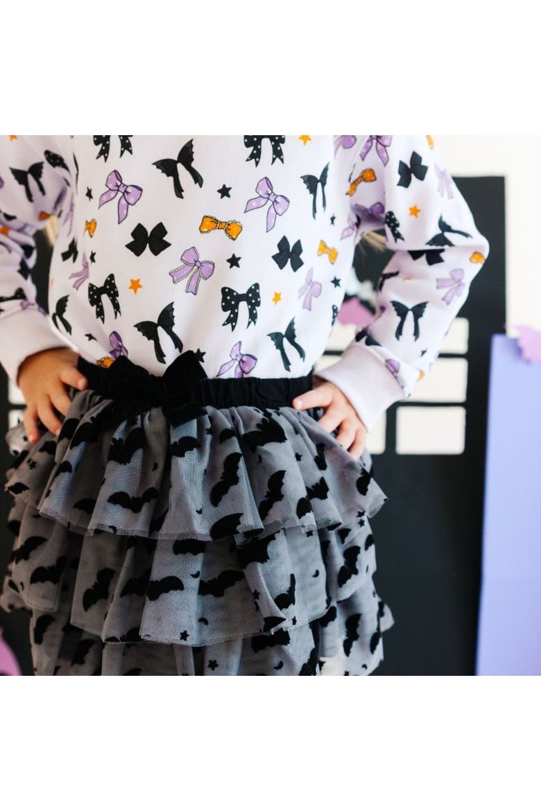 Flocked Bats Halloween Tutu, Alternate, color, Grey