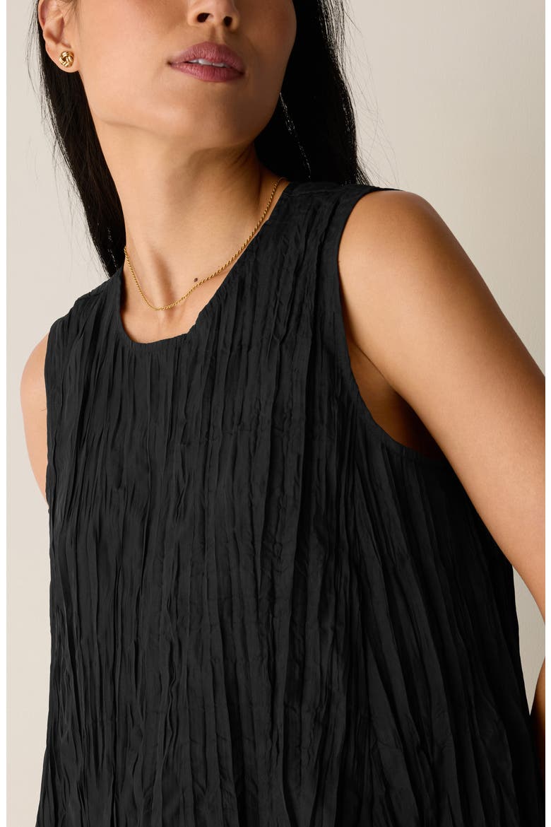 Sleeveless Silk A-Line Dress, Alternate, color, BLACK
