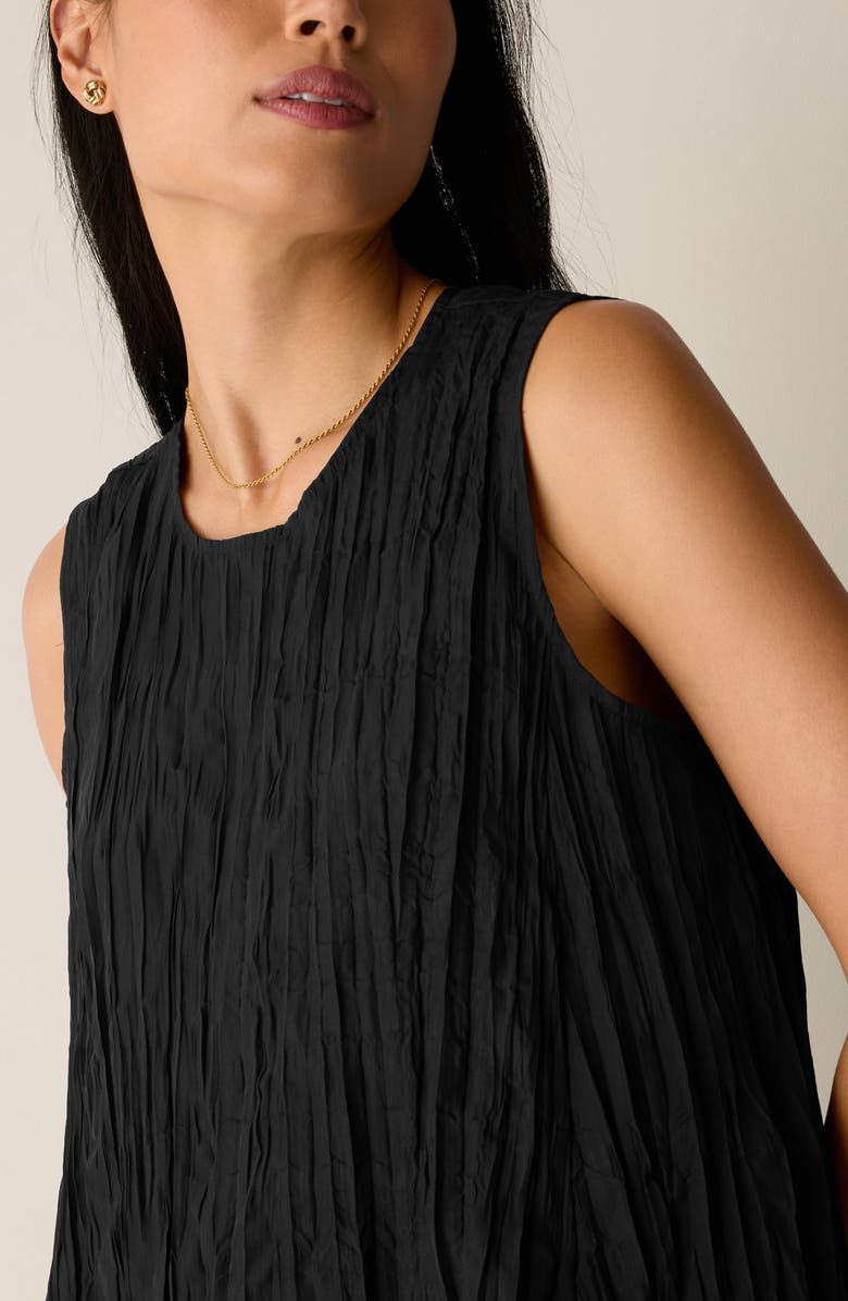Eileen Fisher Sleeveless Silk A-Line Dress, Alternate, color, Black