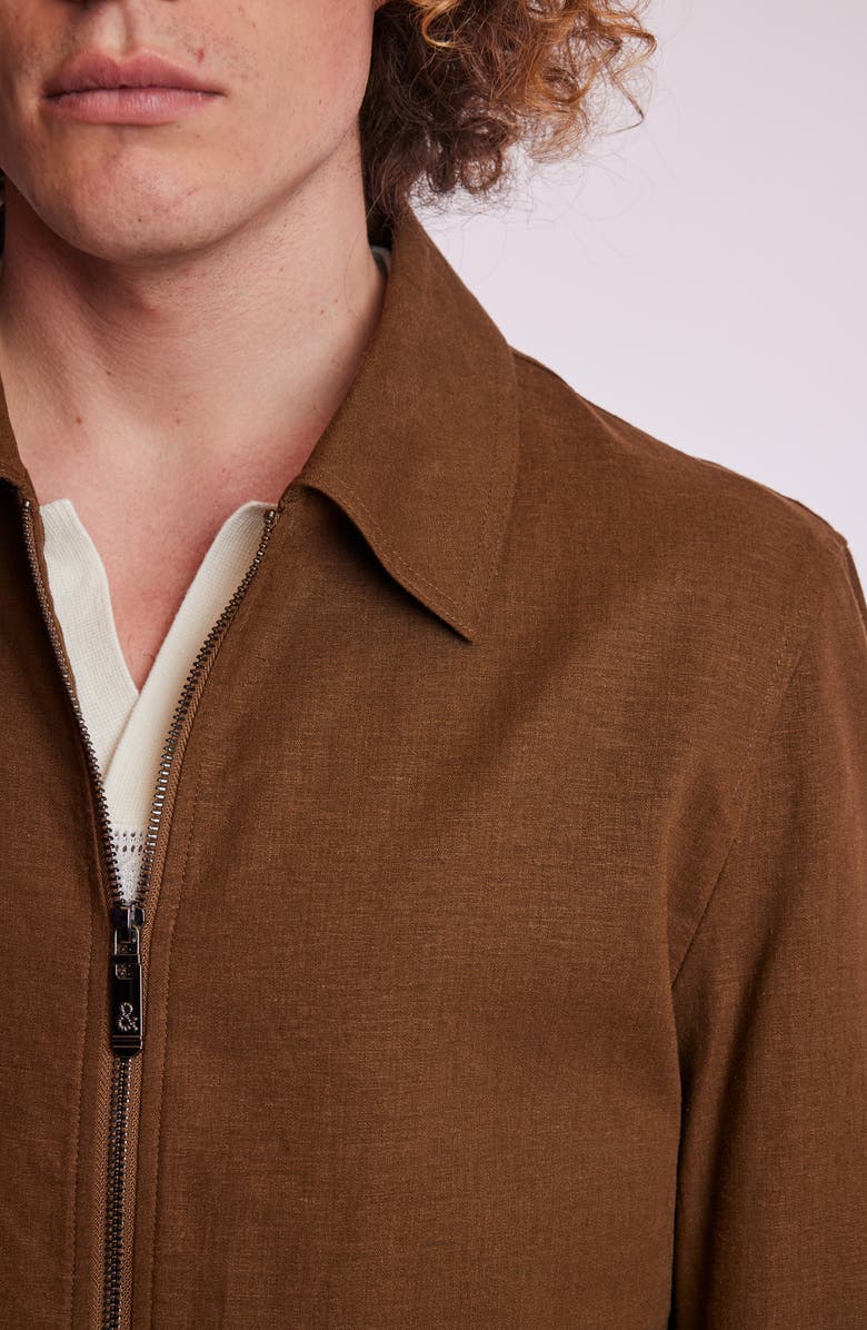 PAISLEY & GRAY Milo Slim Fit Linen Blend Bomber Jacket, Alternate, color, Brown Linen