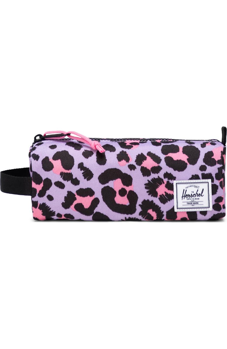 Herschel Supply Co. Settlement Pencil Case, Main, color, Scribble Leopard Sachet Pink