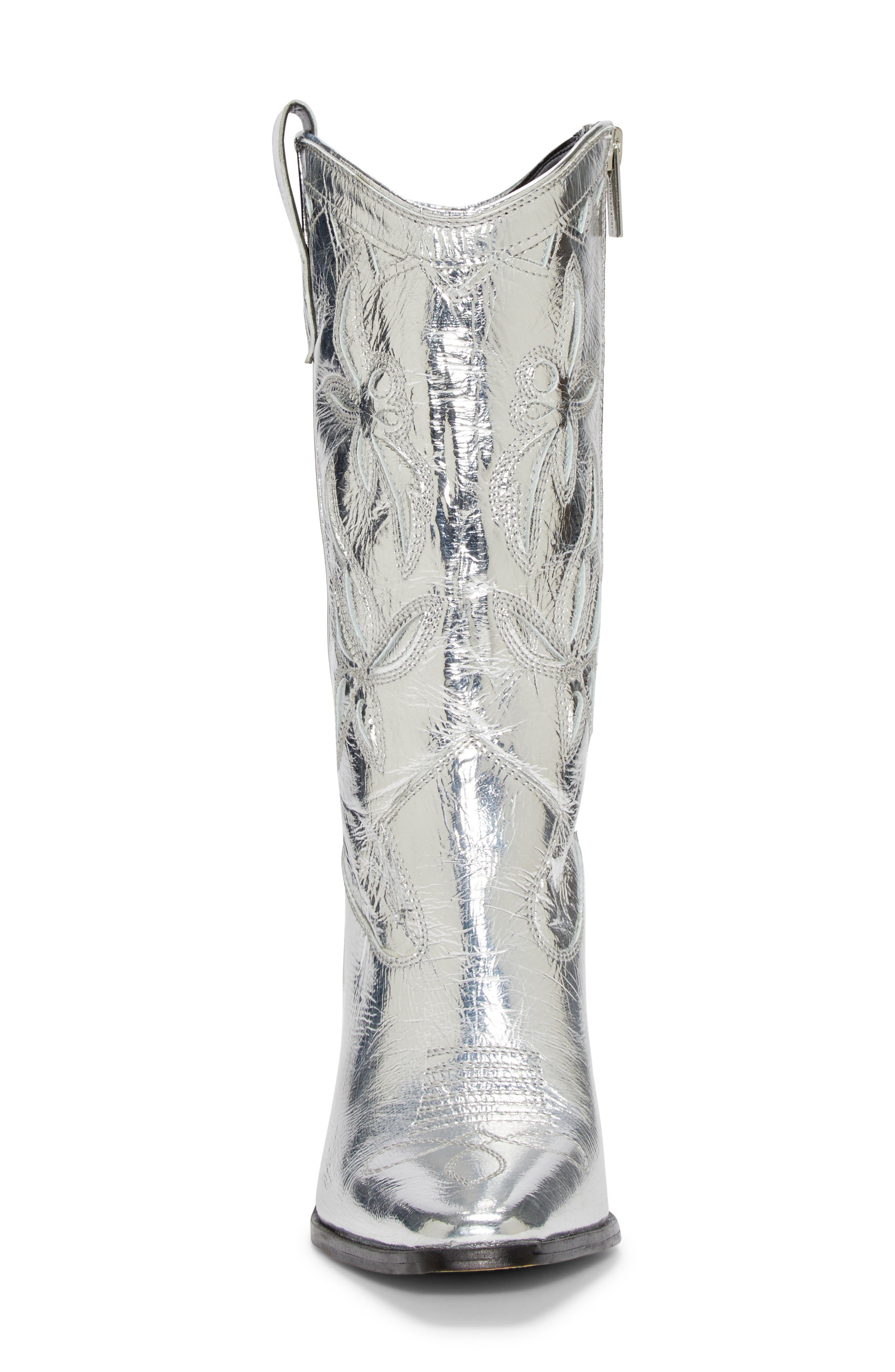 Vince Camuto Alisah Square Toe Western Boot, Alternate, color, Silver
