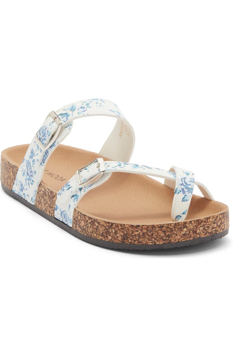 TOP MODA Amara Toe Loop Sandal, Main, color, White Pu