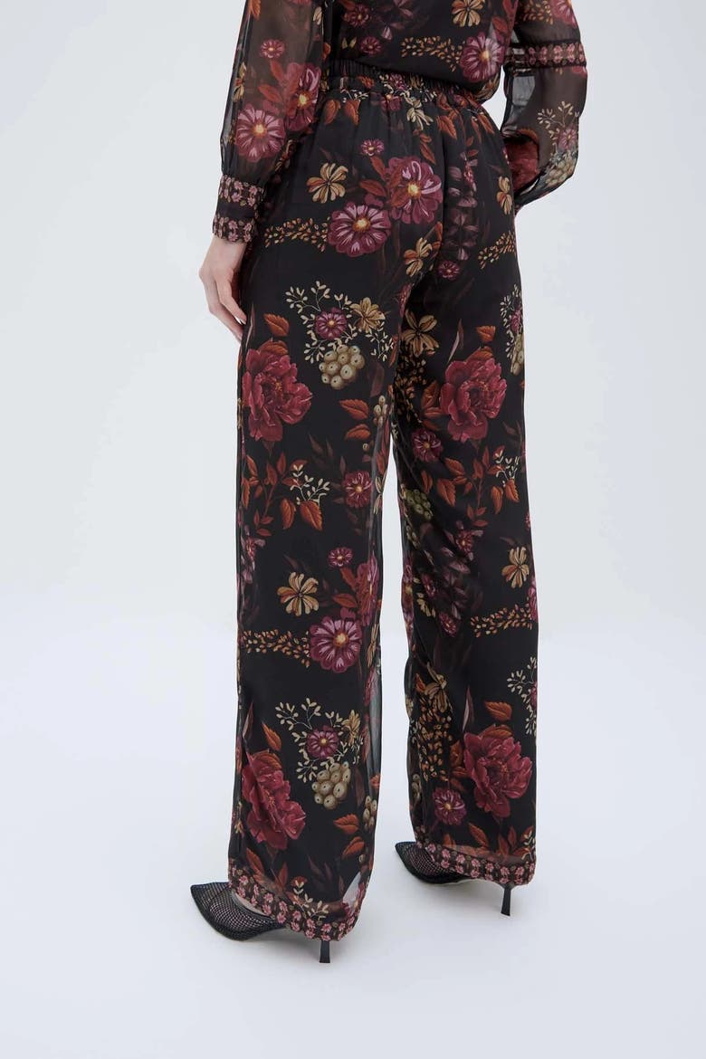 Floral Black Trousers, Alternate, color, Black