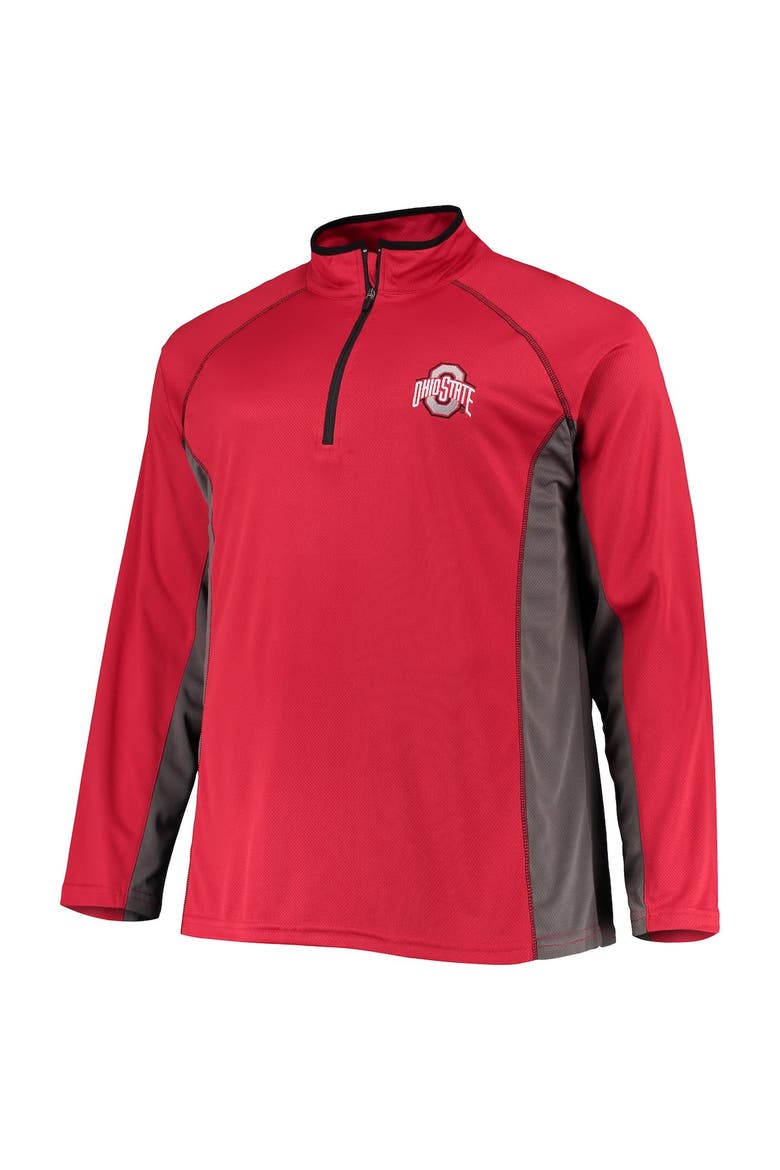 Men's Scarlet Ohio State Buckeyes Big & Tall Textured Raglan Quarter-Zip Jacket, Alternate, color, Scarlet