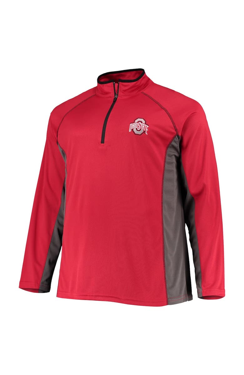 PROFILE Men's Scarlet Ohio State Buckeyes Big & Tall Textured Raglan Quarter-Zip Jacket, Alternate, color, 