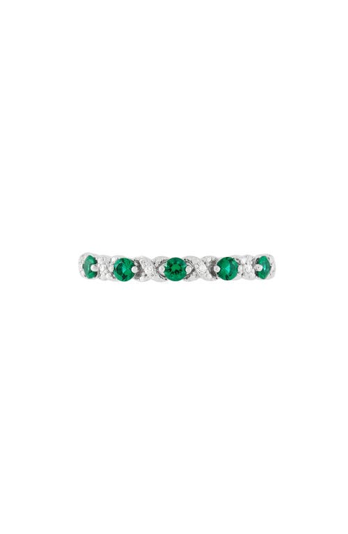 Frankie & Zoe 14k White Gold Lab Grown Emerald & Lab Grown Diamond Band Ring In Gold