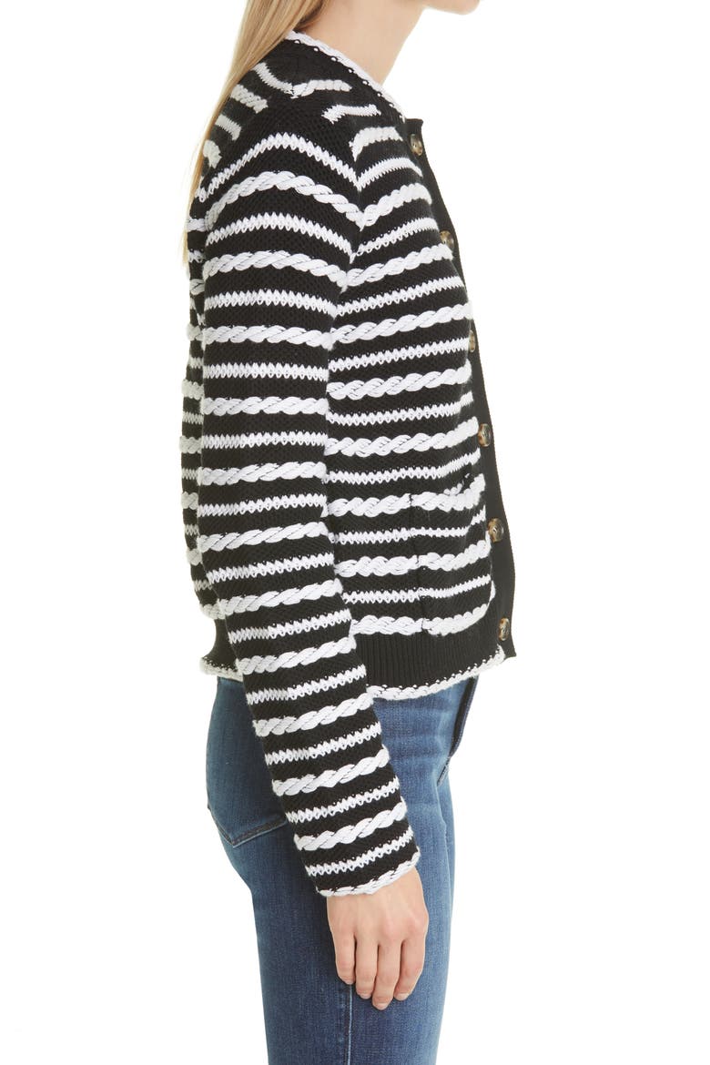 Braid Stripe Cardigan, Alternate, color, BLACK / CREAM