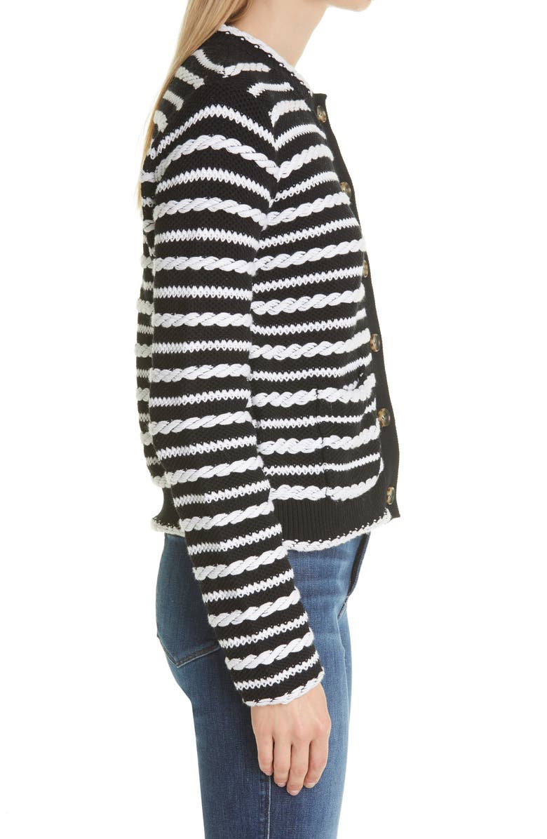 La Ligne Braid Stripe Cardigan, Alternate, color,