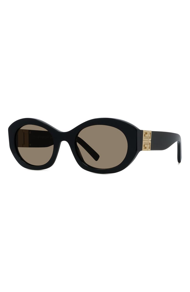 Givenchy 4G Oval Sunglasses, Alternate, color, Shiny Black / Brown