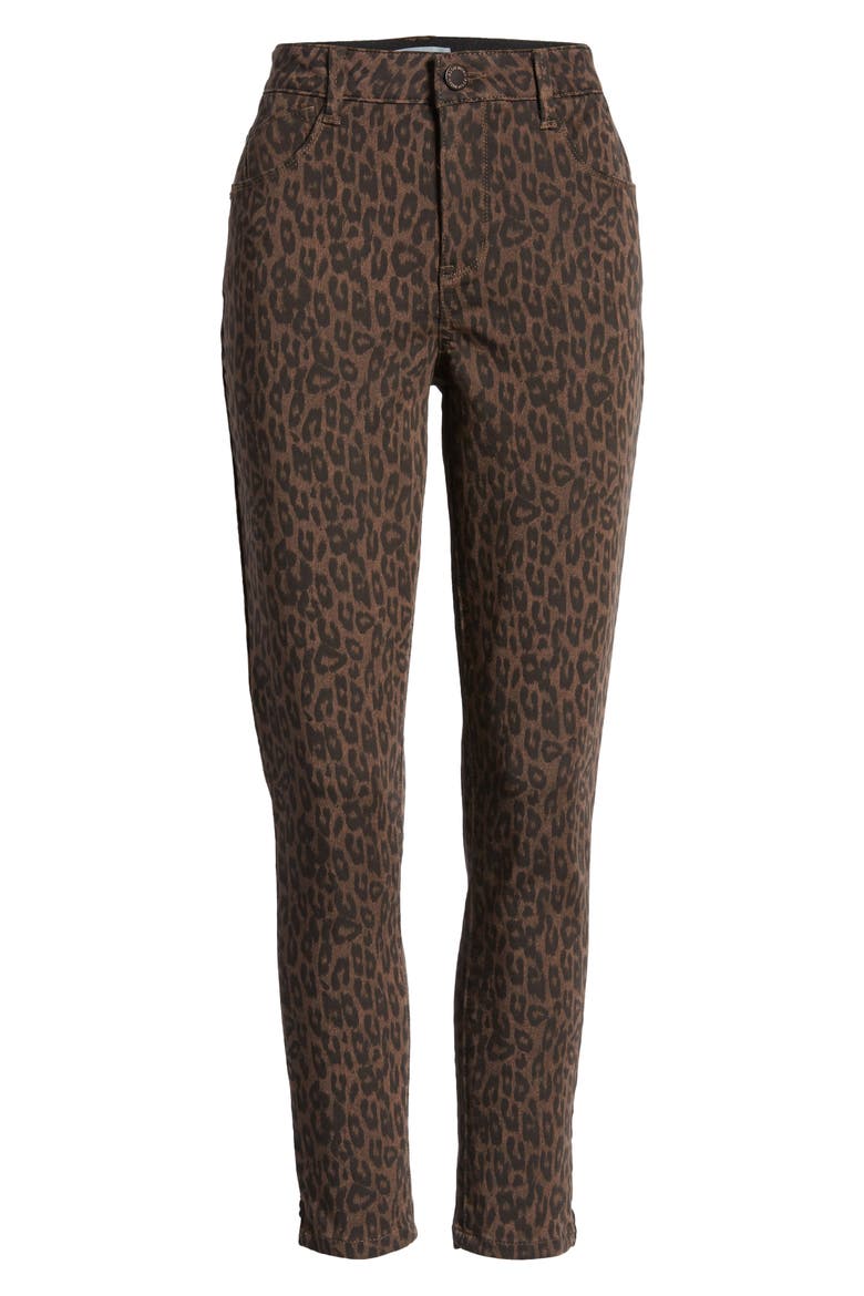 High Waist Ankle Skinny Jeans, Alternate, color, BROWN