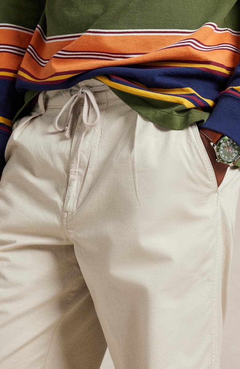 Polo Ralph Lauren Prepster Pleated Cotton Twill Easy Drawstring Pants, Alternate, color, Stoneware Grey