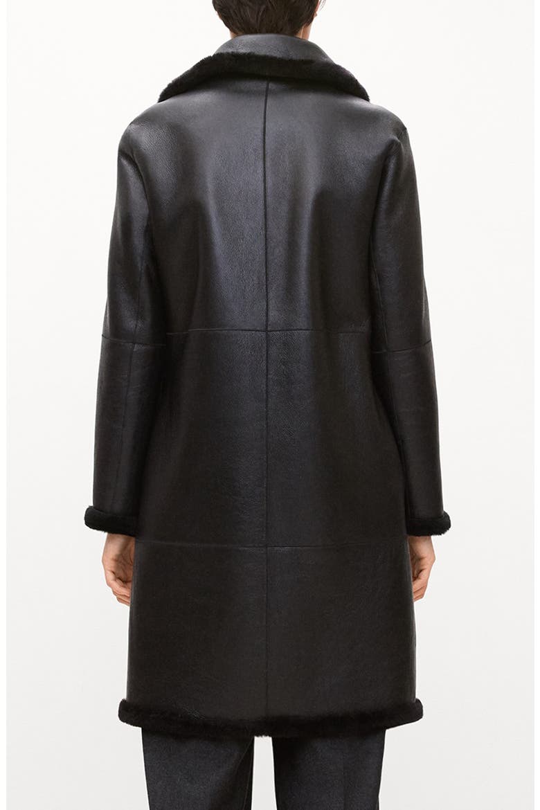 Genuine Shearling Trench Coat, Alternate, color, BLACK - 001