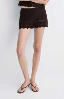 Crochet Mid Rise Mini Shorts