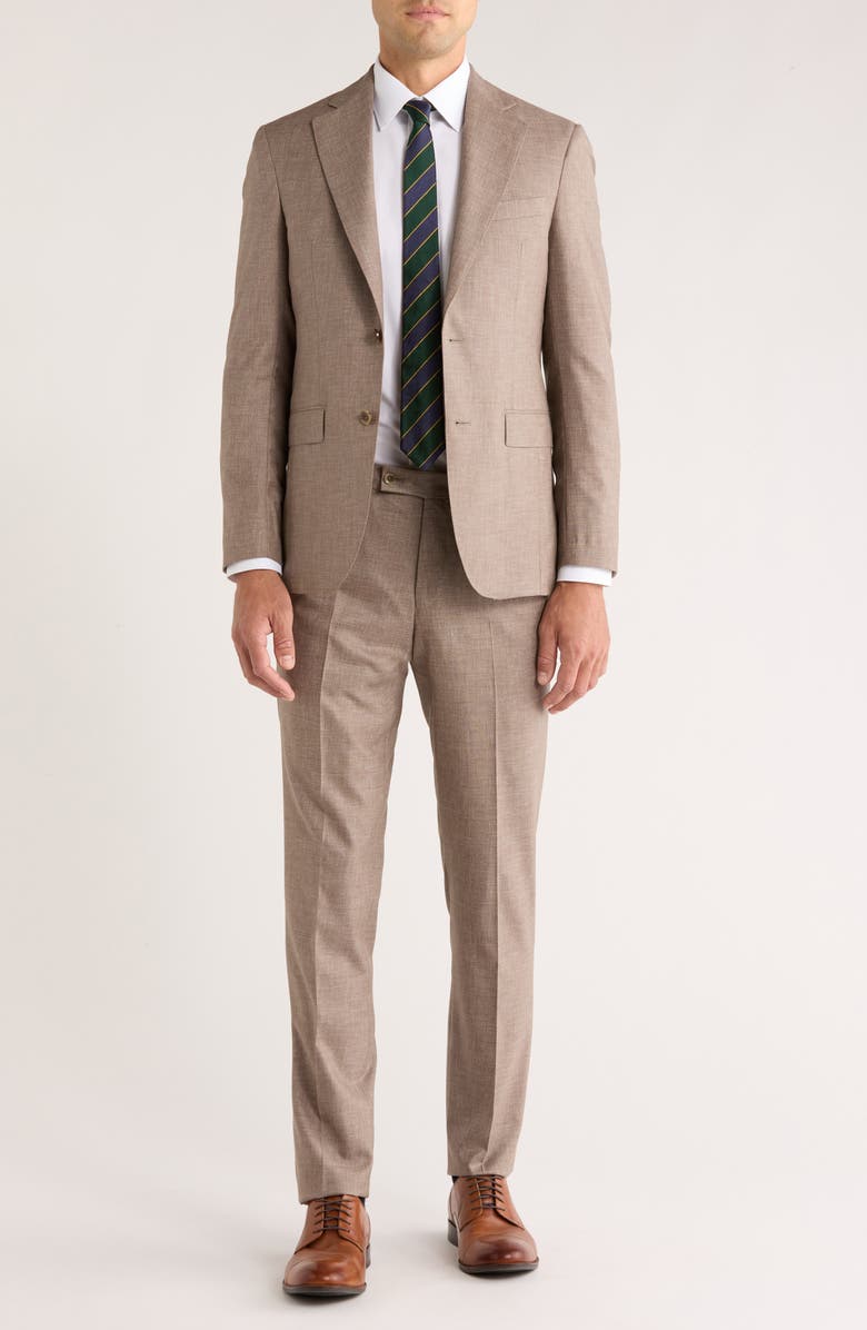 Jack Victor Mason Slub Wool Suit, Main, color, Tan