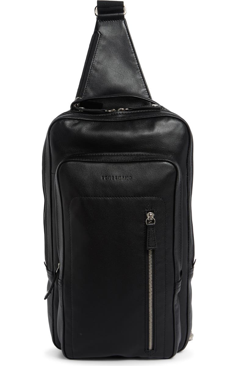 Longchamp Small Parisis Leather Sling Bag, Main, color, Black