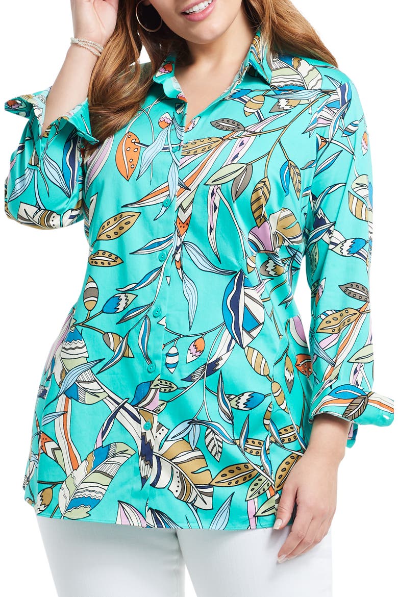 Riviera Botanic Floral Button-Up Shirt, Main, color, GREEN MULTI