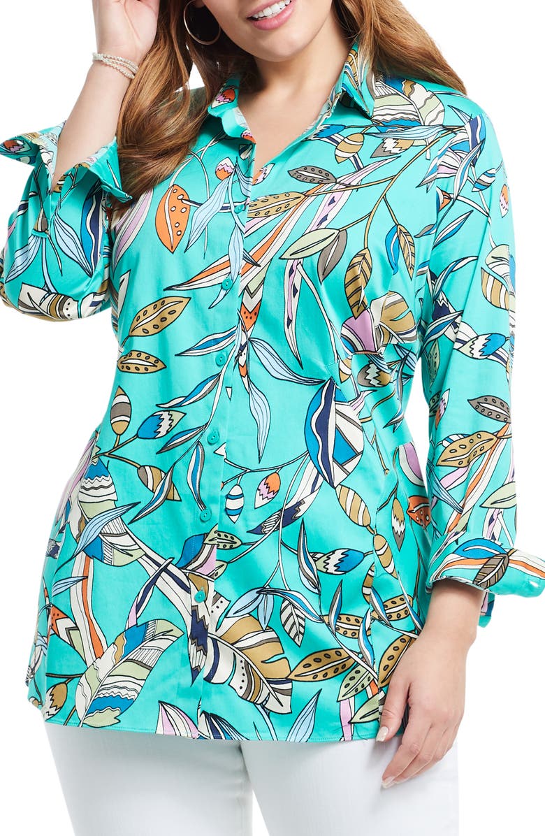 NIC+ZOE Riviera Botanic Floral Button-Up Shirt, Main, color, 