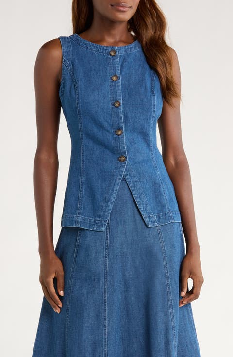 Charlie Denim Cutaway Vest