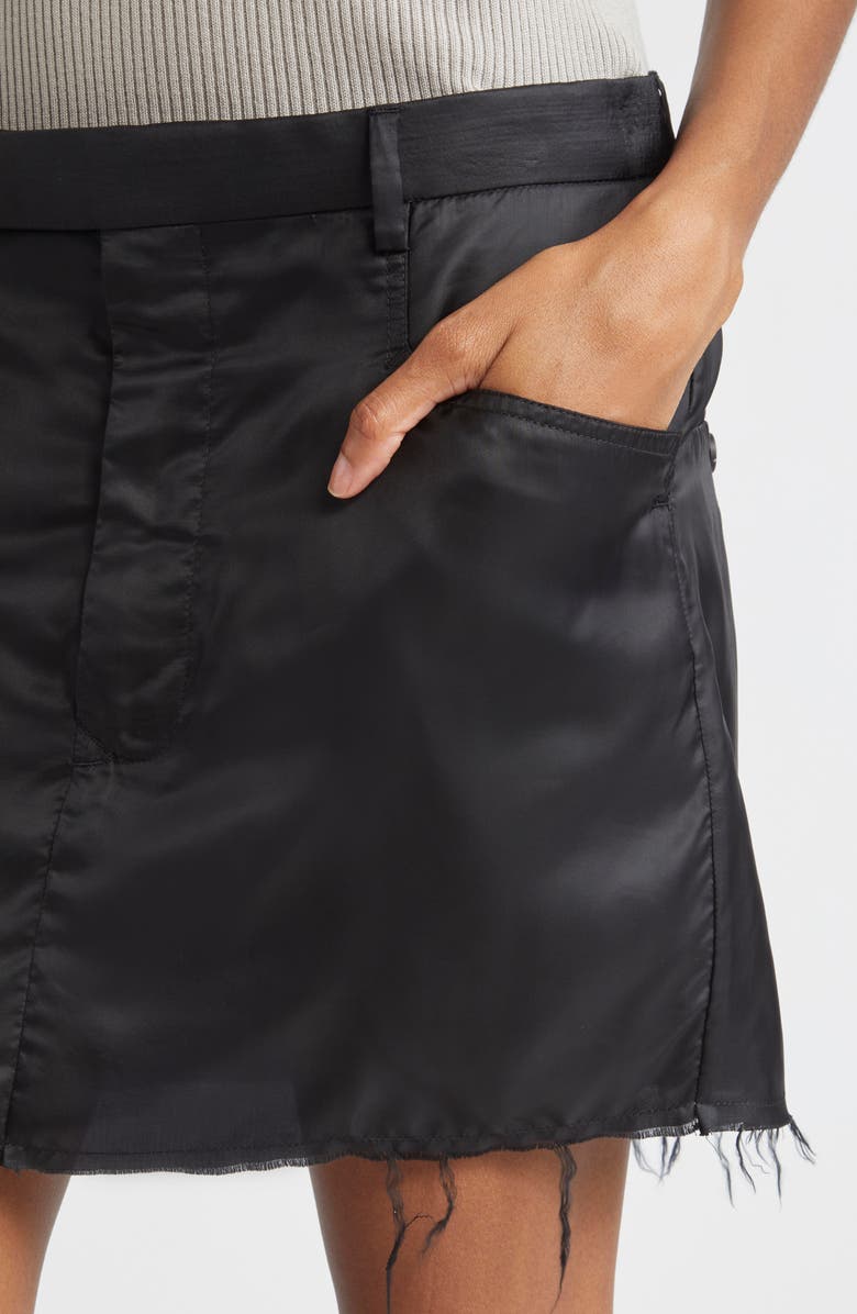Rick Owens Firbanks Raw Edge Satin Miniskirt, Alternate, color, Black