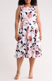 Calvin Klein Floral Fit & Flare Midi Dress