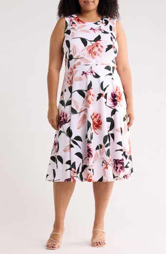 Calvin Klein Floral Fit & Flare Midi Dress
